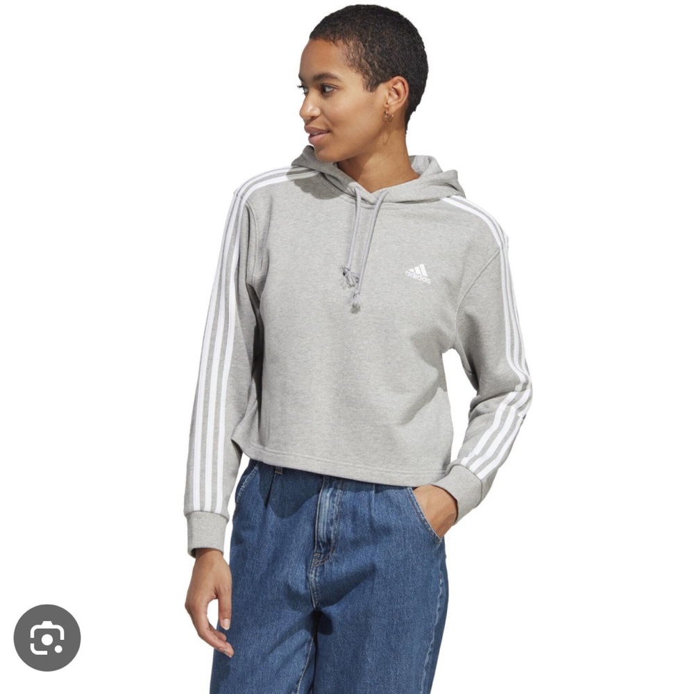 Adidas Gray Cropped Hoodie